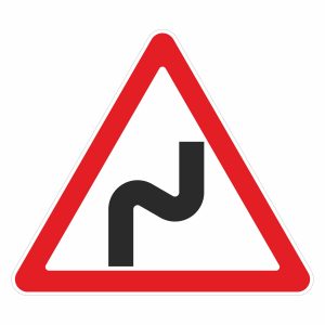Опасные повороты - дорожный знак в векторе