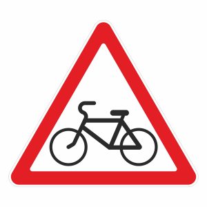 Предупреждающий дорожный знак "Пересечение с велосипедной дорожкой"