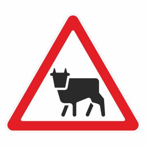 Знак дорожного движения "Перегон скота" в векторе