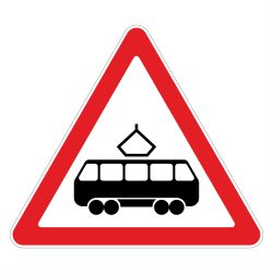 Дорожный знак - пересечение с трамвайной линией - в векторе